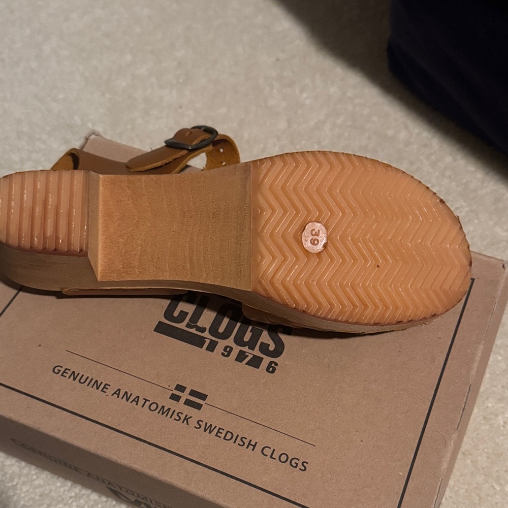 MIA Tan Brown Woven Leather Slingback Clog Sandals - Picture 3 of 9